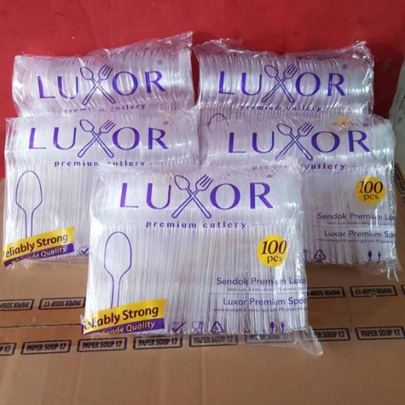 100PCS SENDOK MAKAN BENING LUXOR / SENDOK MAKAN BENING PREMIUM / SENDOK GARPU MAKAN PLASTIK TEBAL
