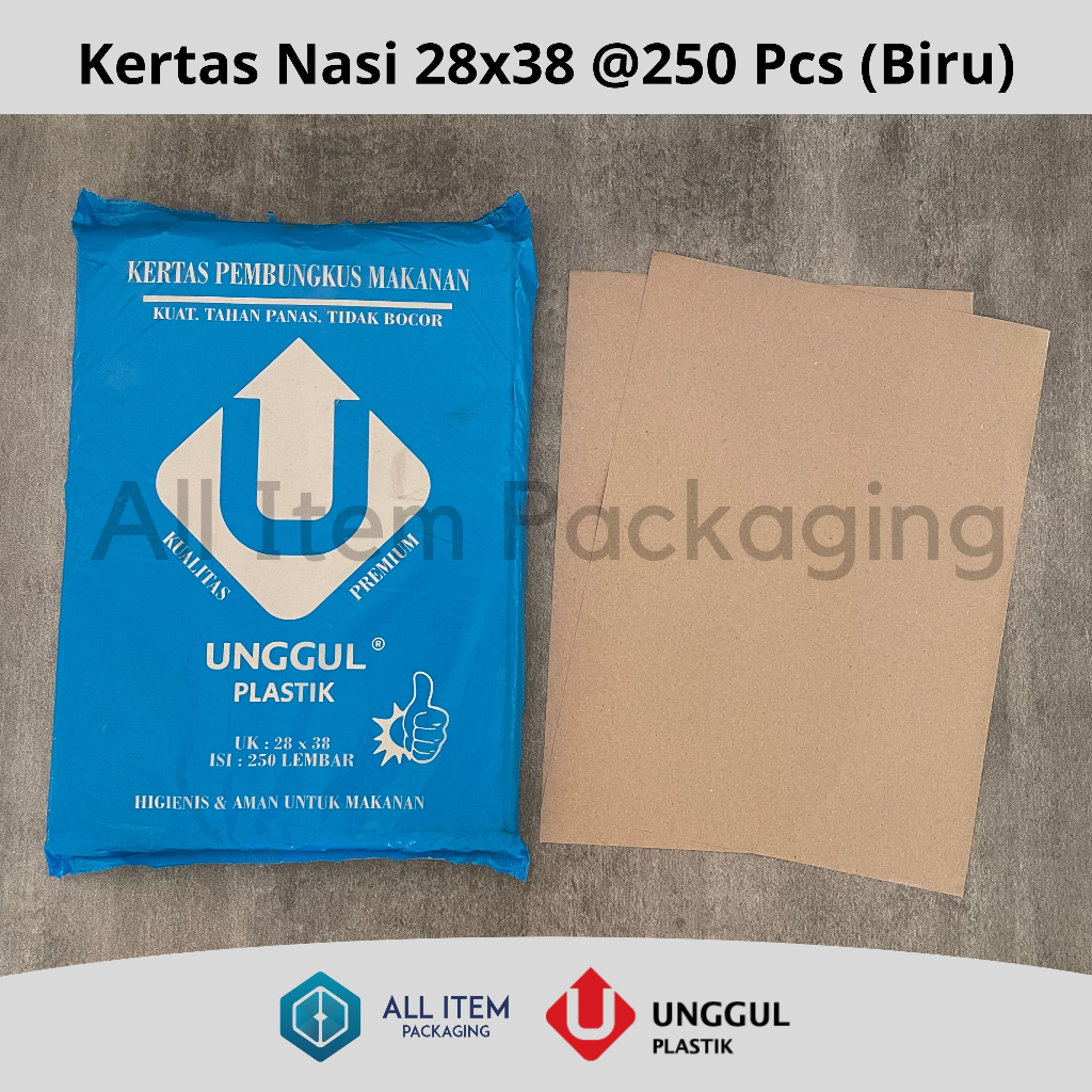 Kertas Nasi 28x38 Unggul BIRU / Kertas Minyak Coklat Warteg @250 Pcs