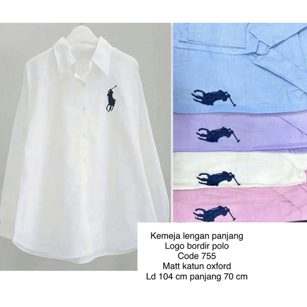 ATASAN KEMEJA WANITA POLOS PL LENGAN PANJANG BAHAN KATUN/KEMEJA BORDIR