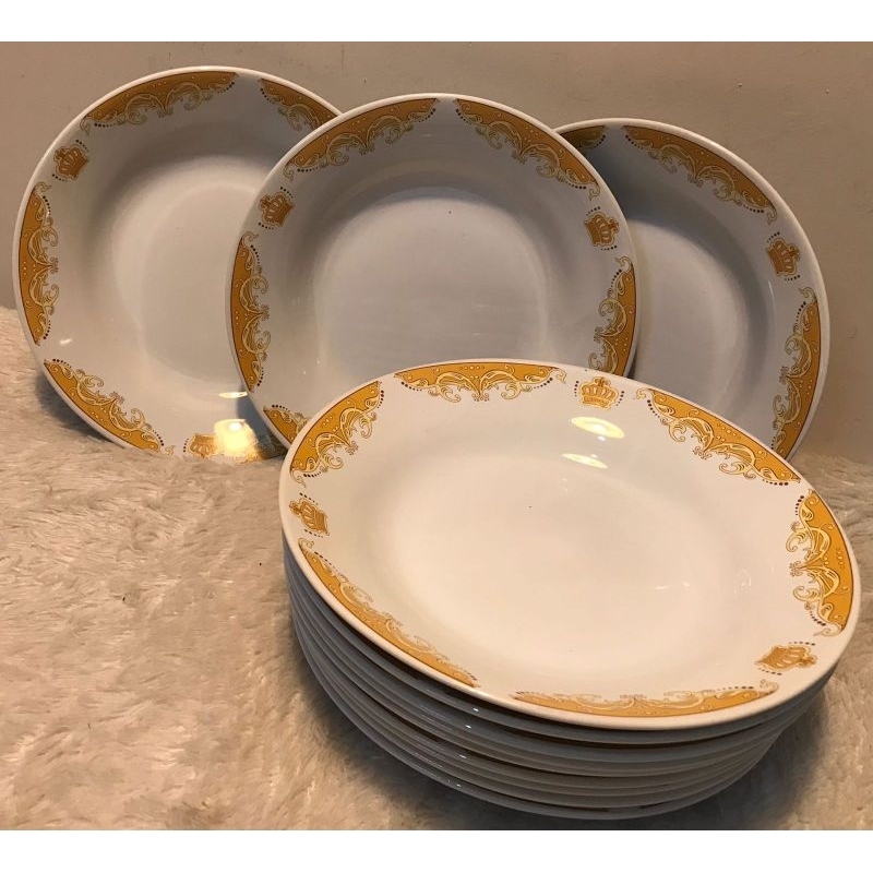Piring keramik Mahkota motif 1 lusin