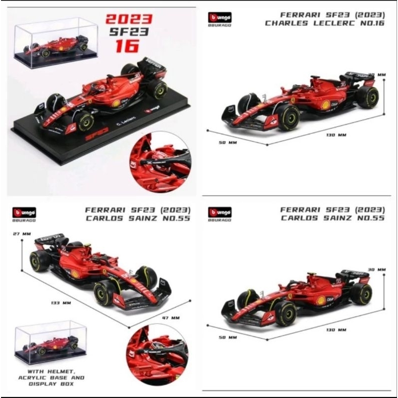 Bburago Burago 1 : 43 1:43 1:18 F1 Leclerc Sainz Ferrari SF 23 SF23
