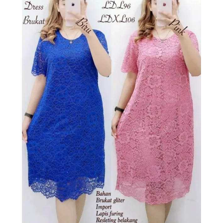 Dress Pendek Brokat Non Gliter/Dress Remaja/Dress Pesta/Dress Natalan/Cod Seluruh Indonesia 2023
