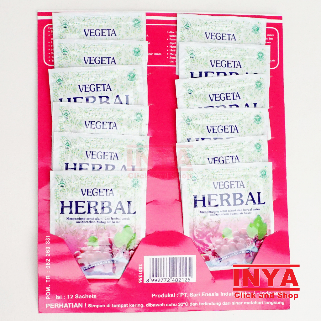 

Vegeta Herbal Aroma Anggur Merah 12x5gr Pack - Natural Fiber Drink