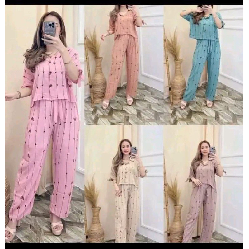 ONE SET CROP LOVE // SETELAN CROP KEKINIAN // SETELAN BAJU TIDUR