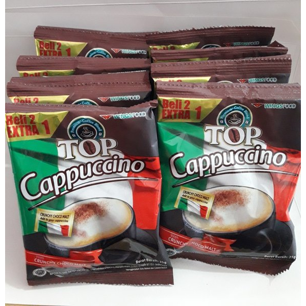 

Top coffe cappuccino 15 sachet per renceng