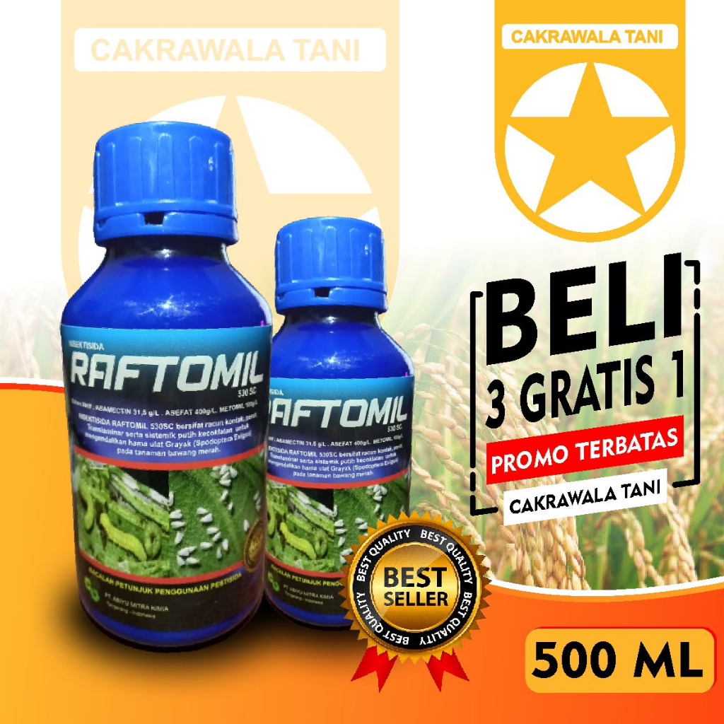 RAFTOMIL 500ML/INSEKTISIDA ABAMECTIN/ASEFAT/ METOMIL/FUNGISIDA/AMISTARTOP/FILIA/SCORE/NATIVO/INCIPIO