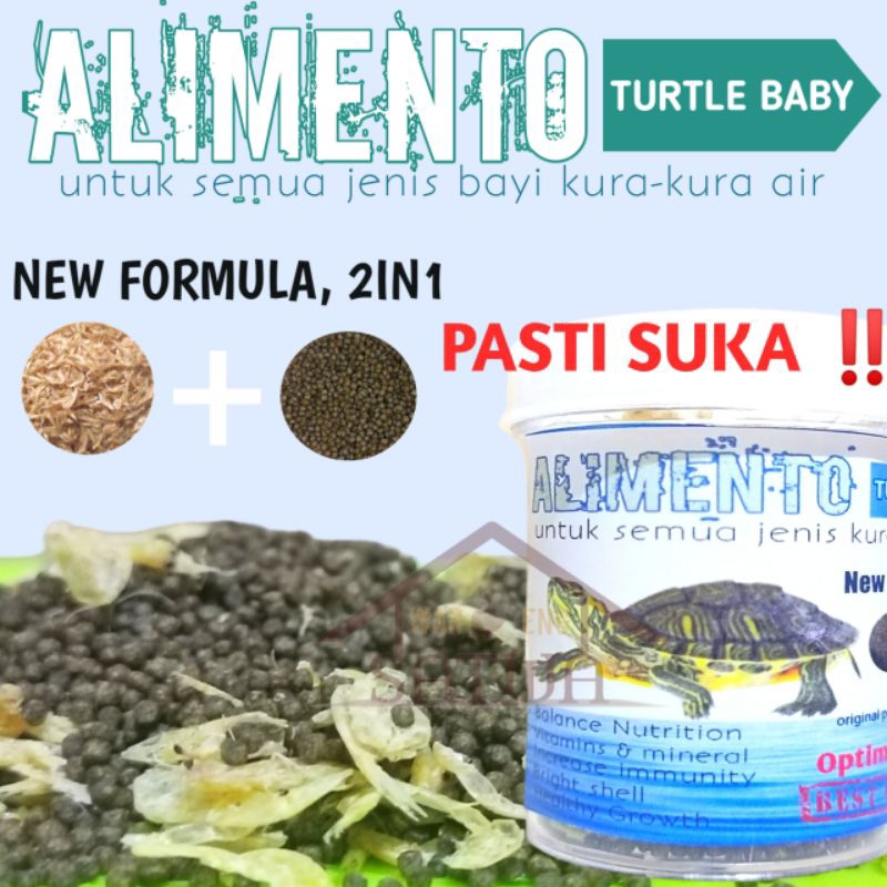 30GR ALIMENTO Makanan kura air brazil kecil baby bayi pakan kura hijau makanan pelet kura kura damer