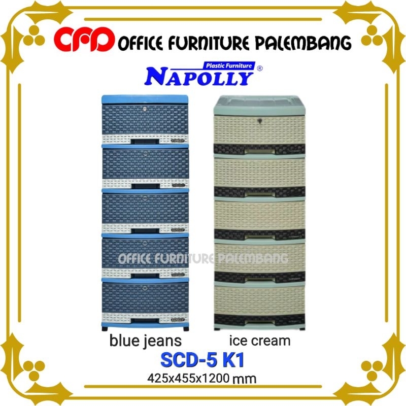 (cargo) lemari pakaian palstik napolly SCD-5 K1 lemari baju box container laci drawer 5 tingkat temp