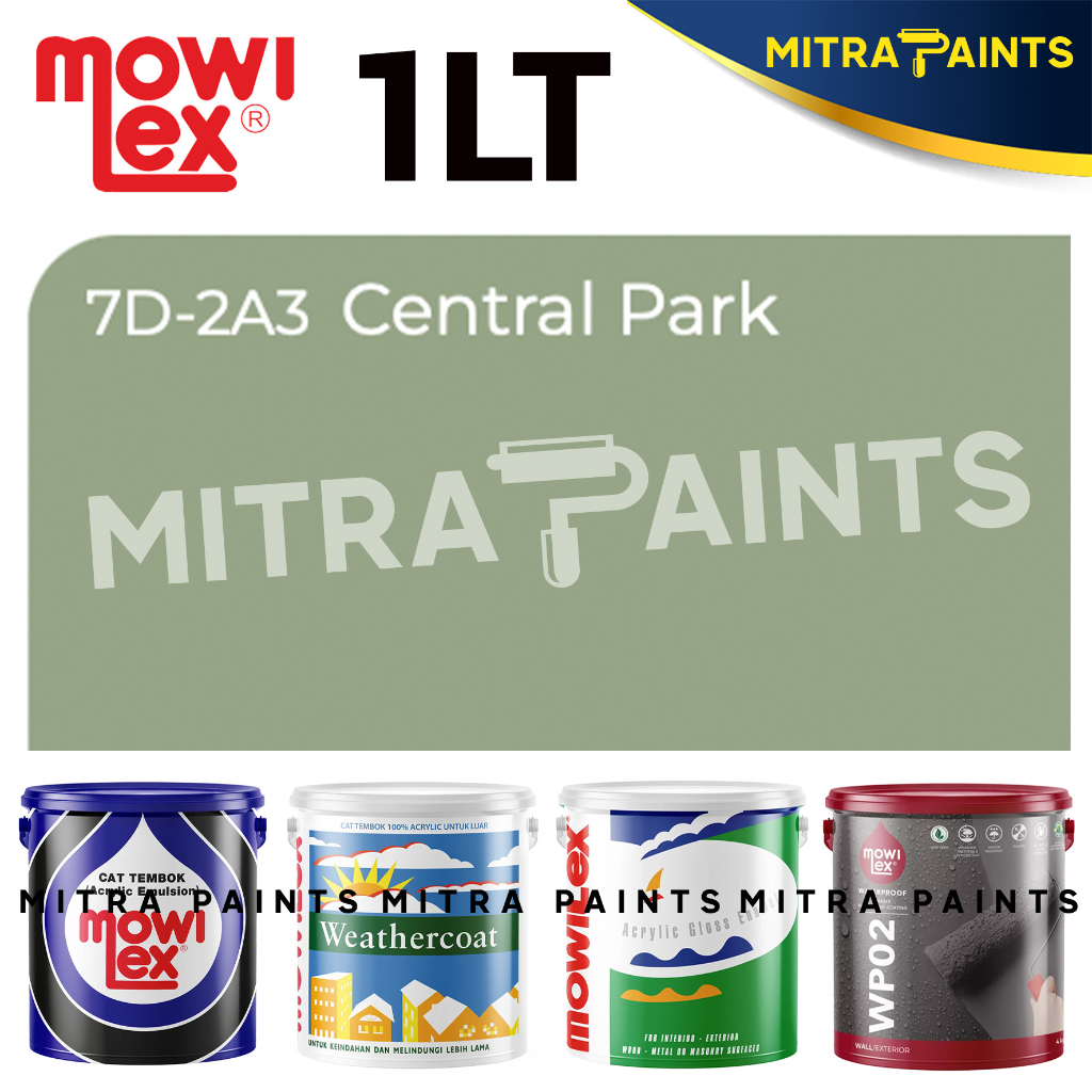 CAT TEMBOK MOWILEX 1 LITER CENTRAL PARK 7D-2A3 / ACRYLIC WATERPROOF WEATHERCOAT / SAGE GREEN