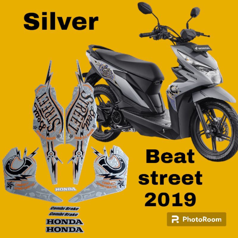striping honda beat street 2019 silver, lis body motor beat street 2019 silver