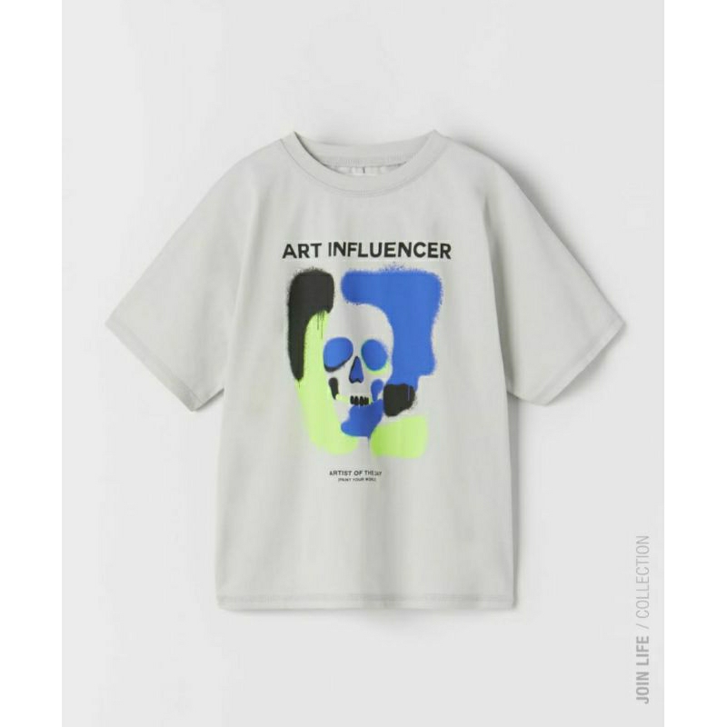 ZARA Neon Skull Print T-shirt size 6y, 7y dan 8y