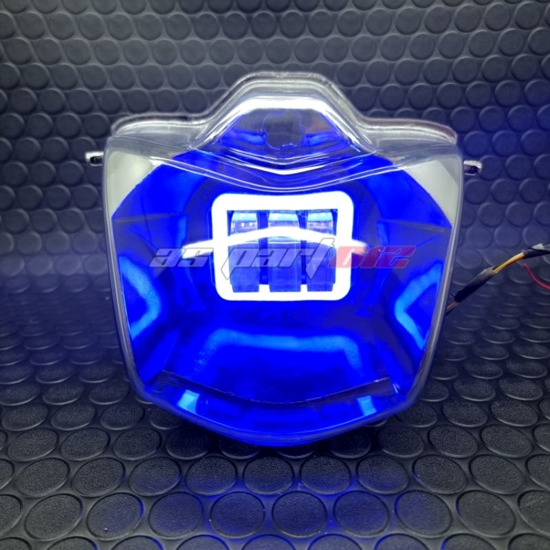 LAMPU DEPAN DAYMAKER KARISMA D X 3 LENSA LIS BIRU KOTAK LAMPU DEPAN KARISMA DAYMAKER