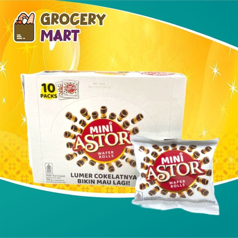 

Mini ASTOR Wafer Rolls Cokelat 200gr Isi 10 -1BOX