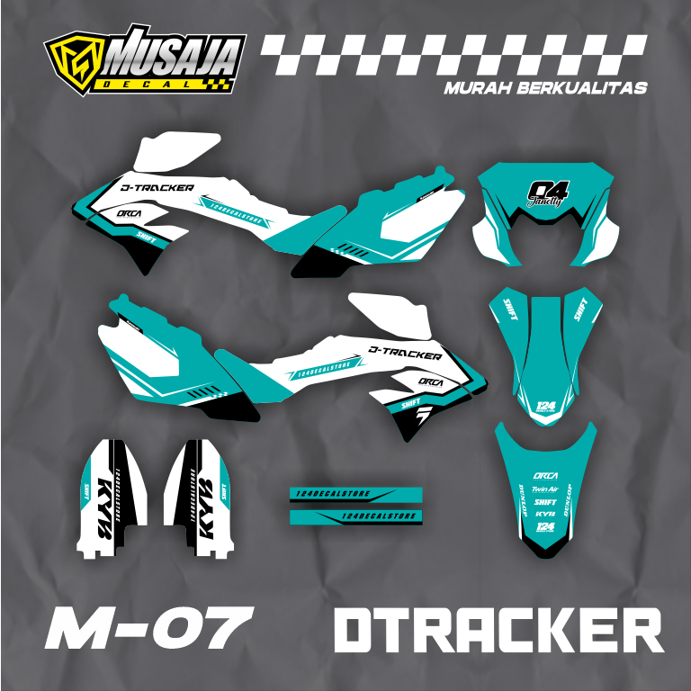 Decal dtracker motif putih hijau supermoto full body