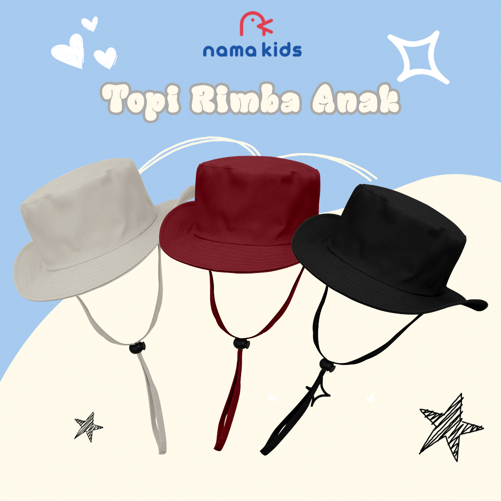 TOPI RIMBA ANAK PREMIUM POLOS MURAH PAKAI TALI LUCU ANAK DAN BAYI TOPI GUNUNG ANAK TOPI LAPANGAN ANA