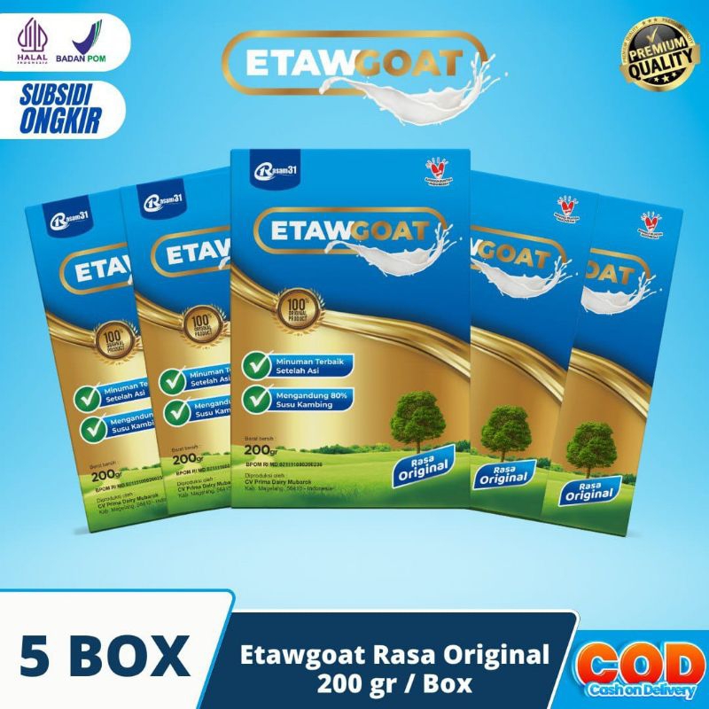 

5 BOX ETAWGOAT SUSU KAMBING ETAWA BUBUK ORIGINAL BERKUALITAS ATASI NYERI TULANG SENDI LUTUT PINGGANG ASAM URAT SESAK NAFAS ASMA BATUK MENAHUN PARU-PARU