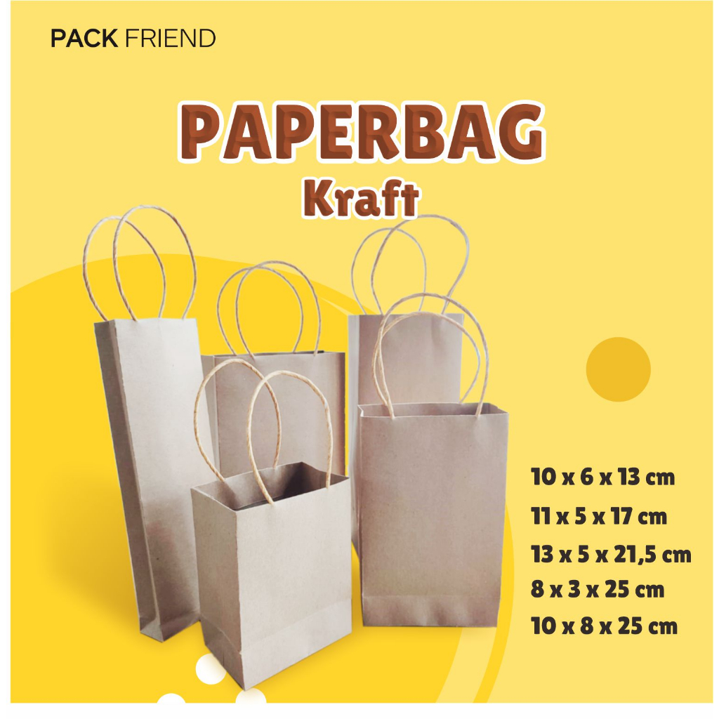 

Paperbag Kraft Polos Coklat/ Kantong Kertas Souvenir Goodie Bag/ Tas Kertas Belanja