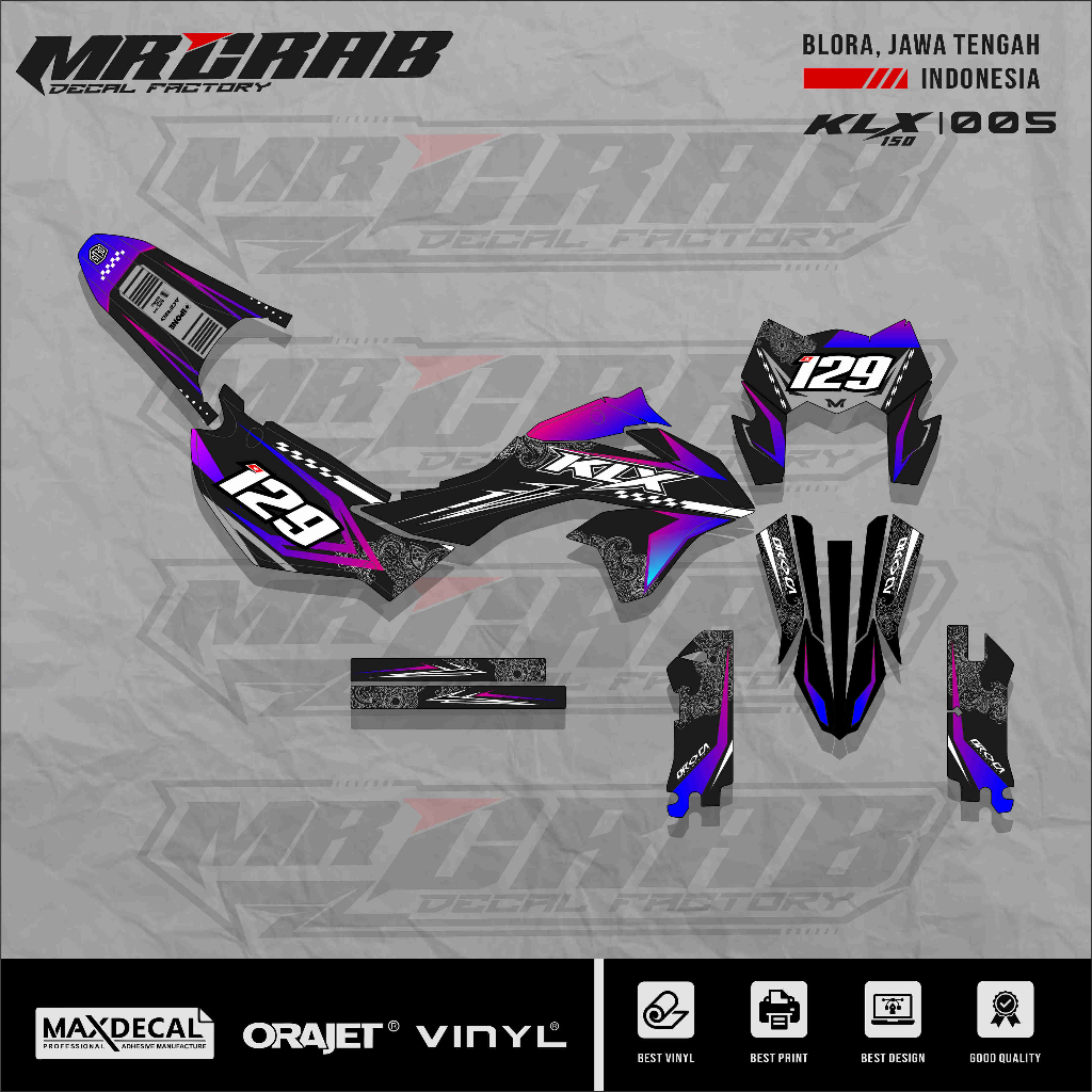 DECAL STICKER KLX 150 SM - DECAL KLX 150 SM PREMIUM FULL BODY CUSTOM 05