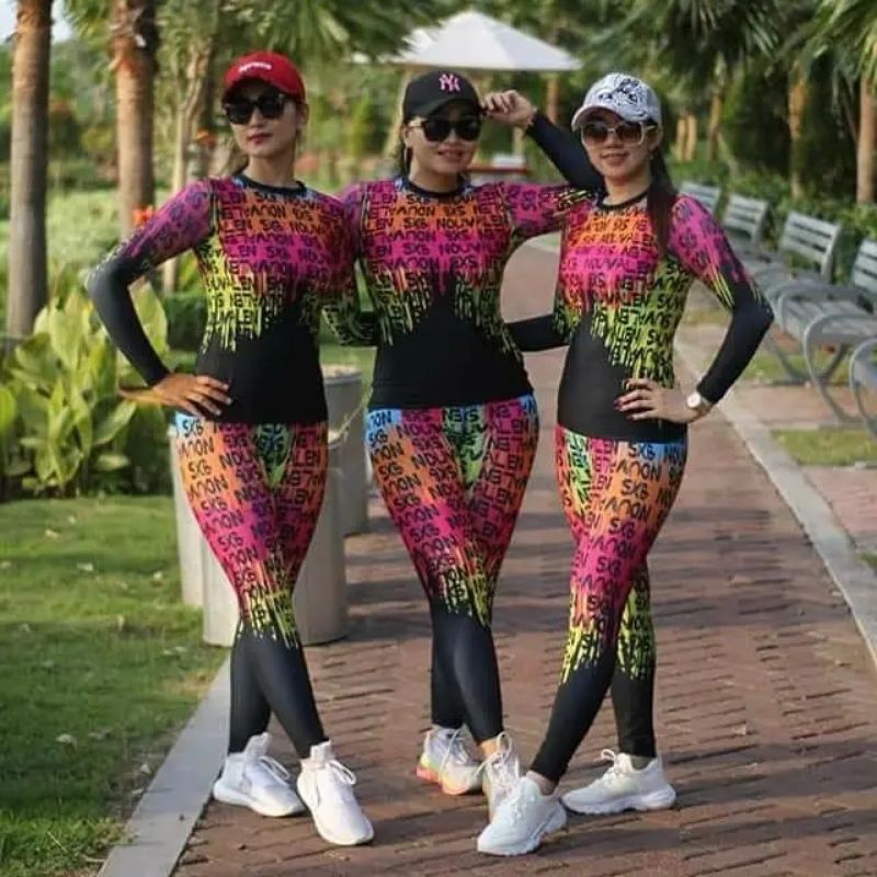 pakaian olahraga senam zumba aerobik wanita termurah SXB SPORT STRONG WOMENS FUN COLOR  LONG SLEEVE 
