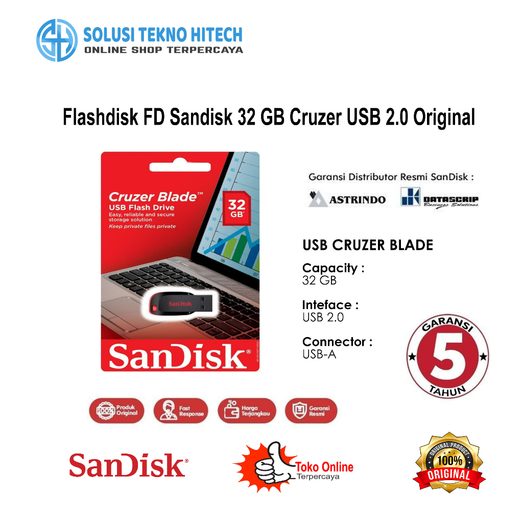 Flashdisk FD Sandisk 32GB Cruzer USB 2.0 Original