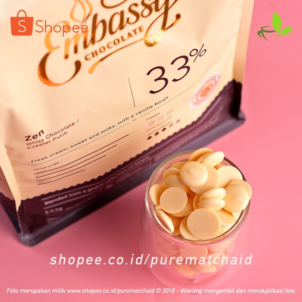 

Embassy Chocolate - ZEN 33% 250gr White Couverture Tulip Cokelat Putih Coin Coklat Koin