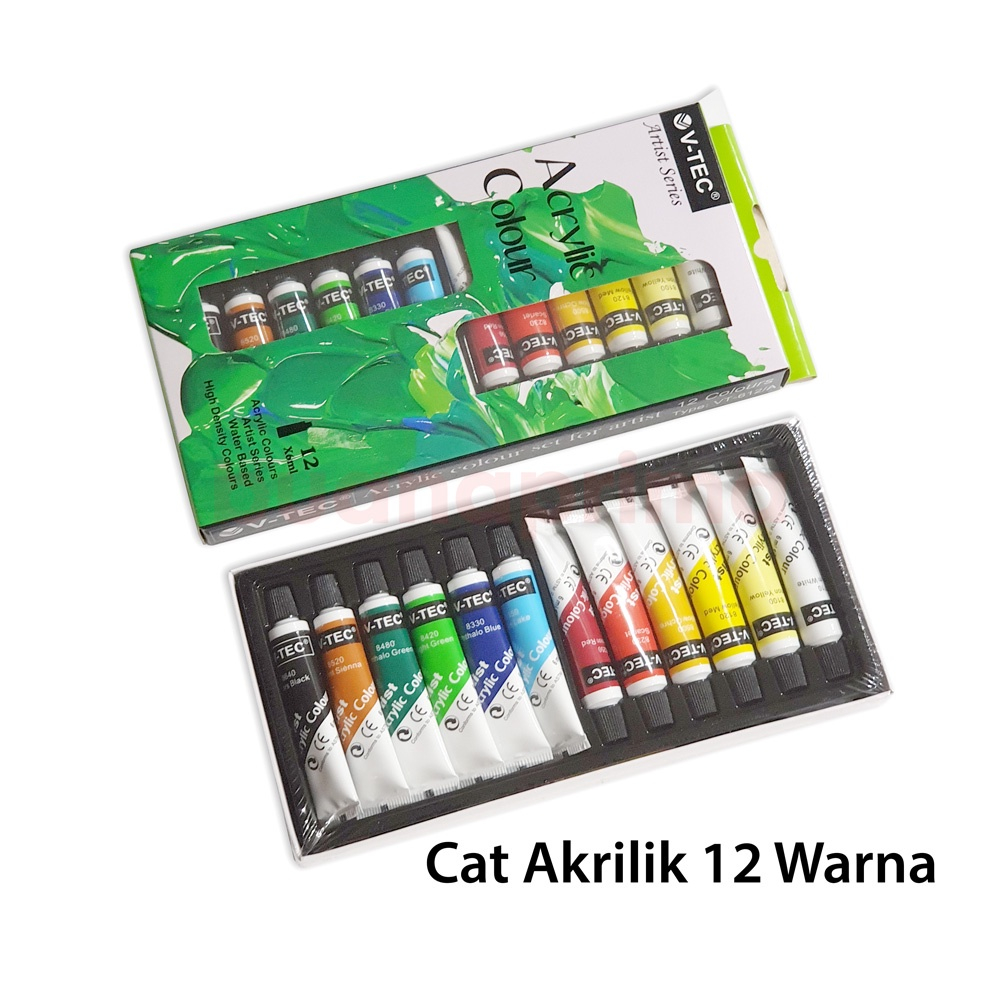 

Cat Akrilik V-Tec 12 / 18 Warna 6 ml Acrylic Colours Vtec Melukis Kanvas VT-1325/W VT-618/A
