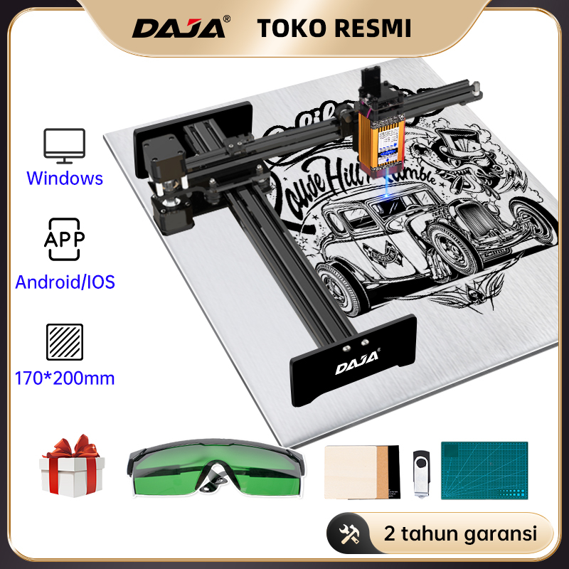 DAJA D2 30W Mesin Ukiran Laser untuk Kayu Stainless Steel Kaca Plastik Mini Portabel Otomatis Laser 