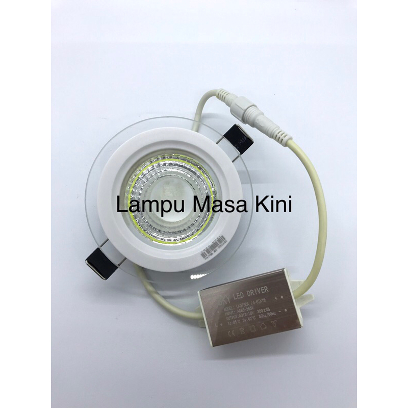 lampu downlight led Panel bulat lis kaca 5 watt Inbow cahaya Putih SkyLed