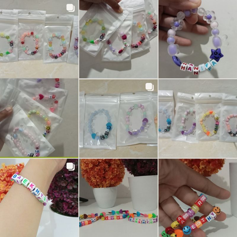 Gelang elastis manik nama murah/Bracelet/kpop/idol/freebies