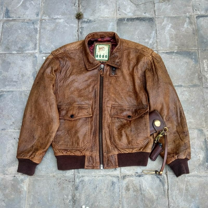 vintage jaket kulit bomber pilot flight jacket G1 not schott avirex vanson rbc bronco cooper usn us 