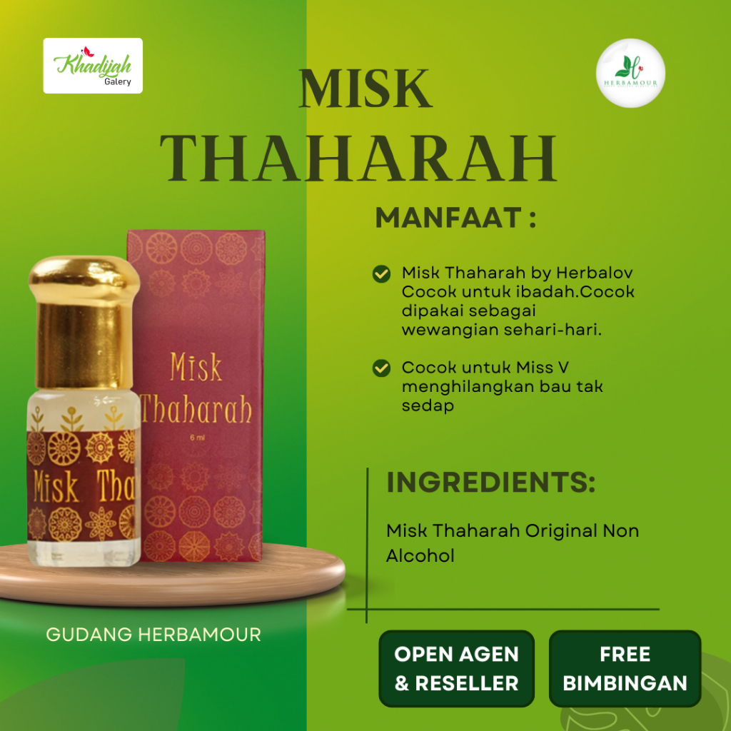 GUDANG HERBAMOUR ACEH | MISK THAHARAH PREMIUM HERBALOV | PARFUM NON ALKOHOL || MISK THAHARAH || PARF