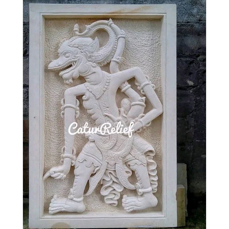 Ukiran Relief Wayang Anoman (bisa custom/request) - Batu Alam Jogja