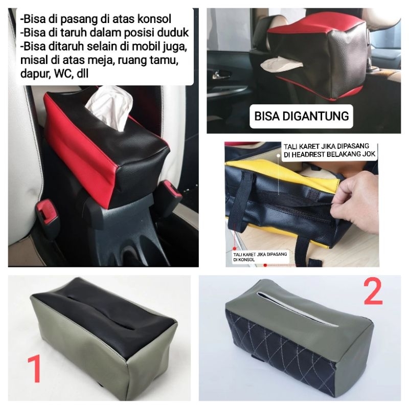 SARUNG KOTAK COVER BOX TISU TISSU TISUE TISSUE KULIT GANTUNG JOK KURSI MOBIL MEJA MAKAN RUANG TAMU D