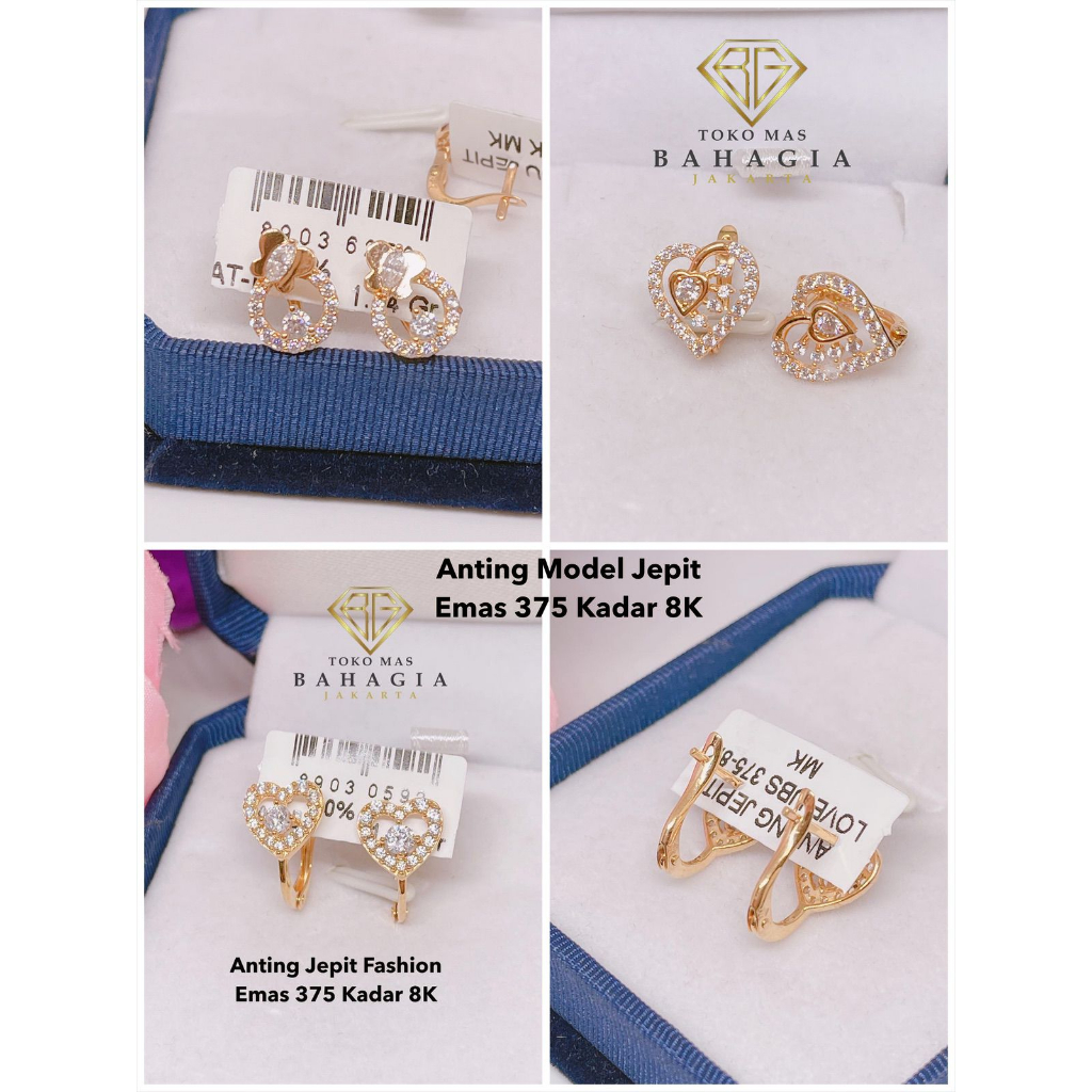 Anting Fashion Model Jepit Emas 375 Kadar 8K