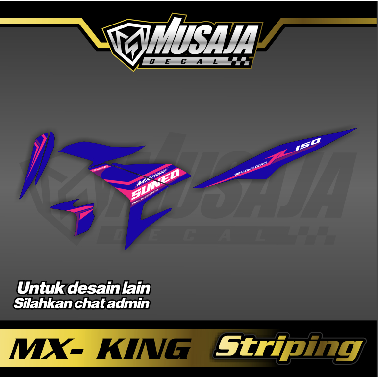 Striping MX KING motif simple biru pink full body bebas custom desain - stiker motor mx king motif p