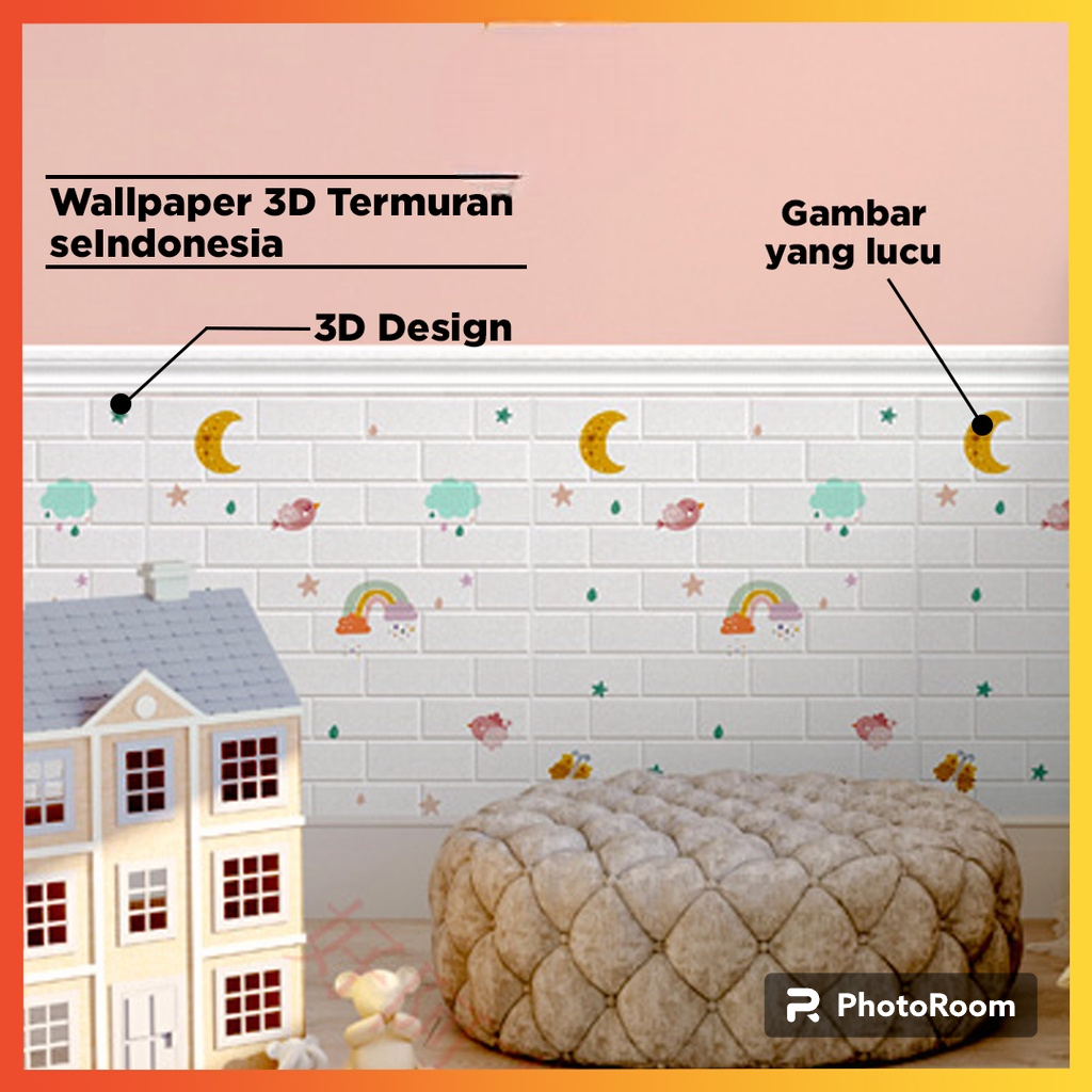 Wallpaper dinding 3d motif gambar wallfoam Dekorasi Kamar Anak Ukuran 70 x 77 cm