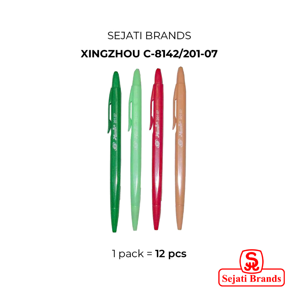 SEJATI Pulpen Xingzhou C-8142/Ballpoint Pulpen Hitam 1 Lusin Isi 12 Pc