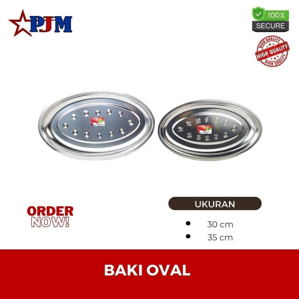 Baki Oval /Piring Saji Oval Stainless Steel/Piring Sayur/Nampan Oval