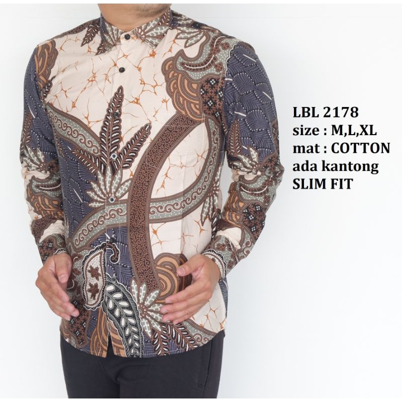 Batik Pria Modern SlimFit Batik Pria Lengan Panjang SlimFit ADA KANTONG