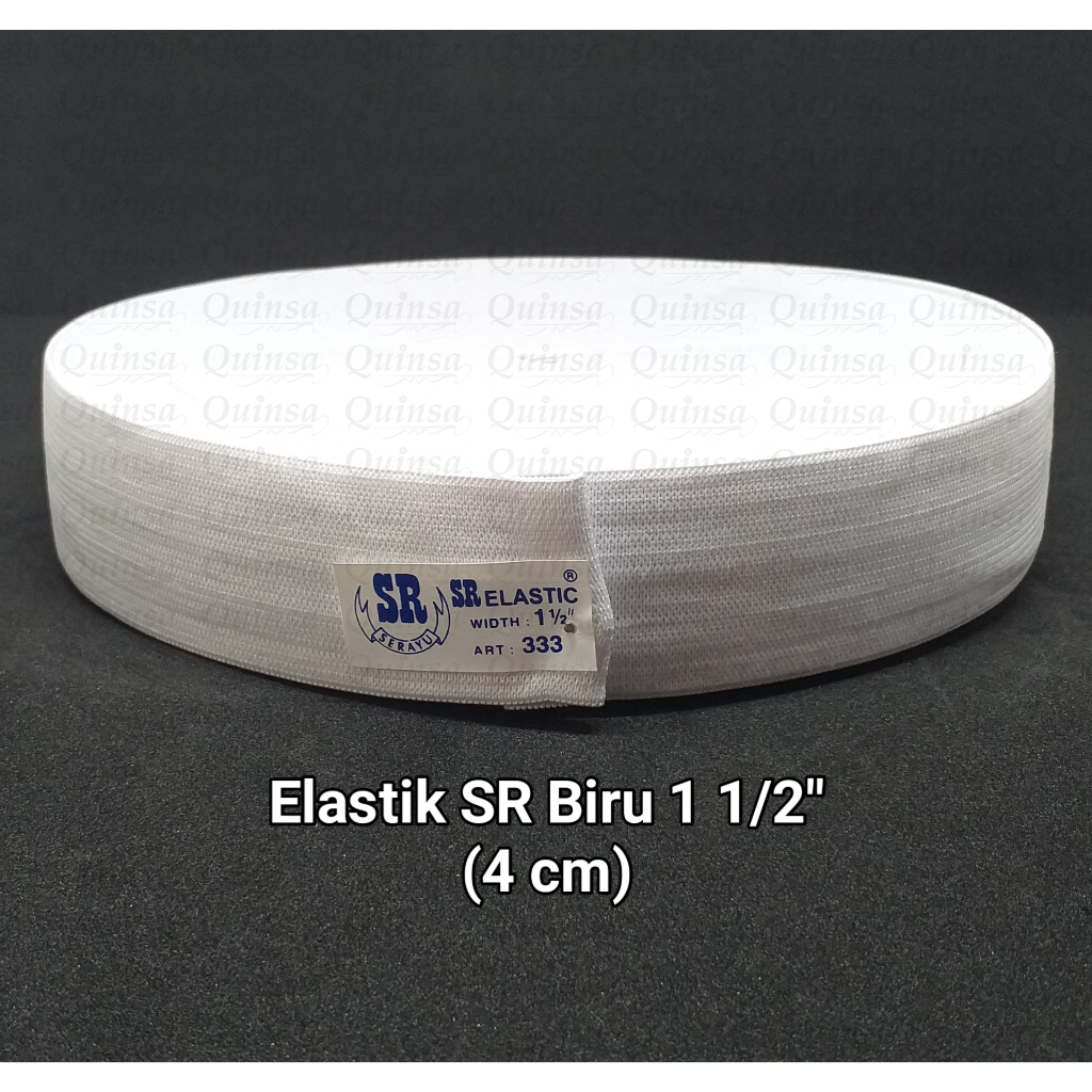 Per Rol Karet Elastik SR Biru 1 1/2 inch 4cm Putih