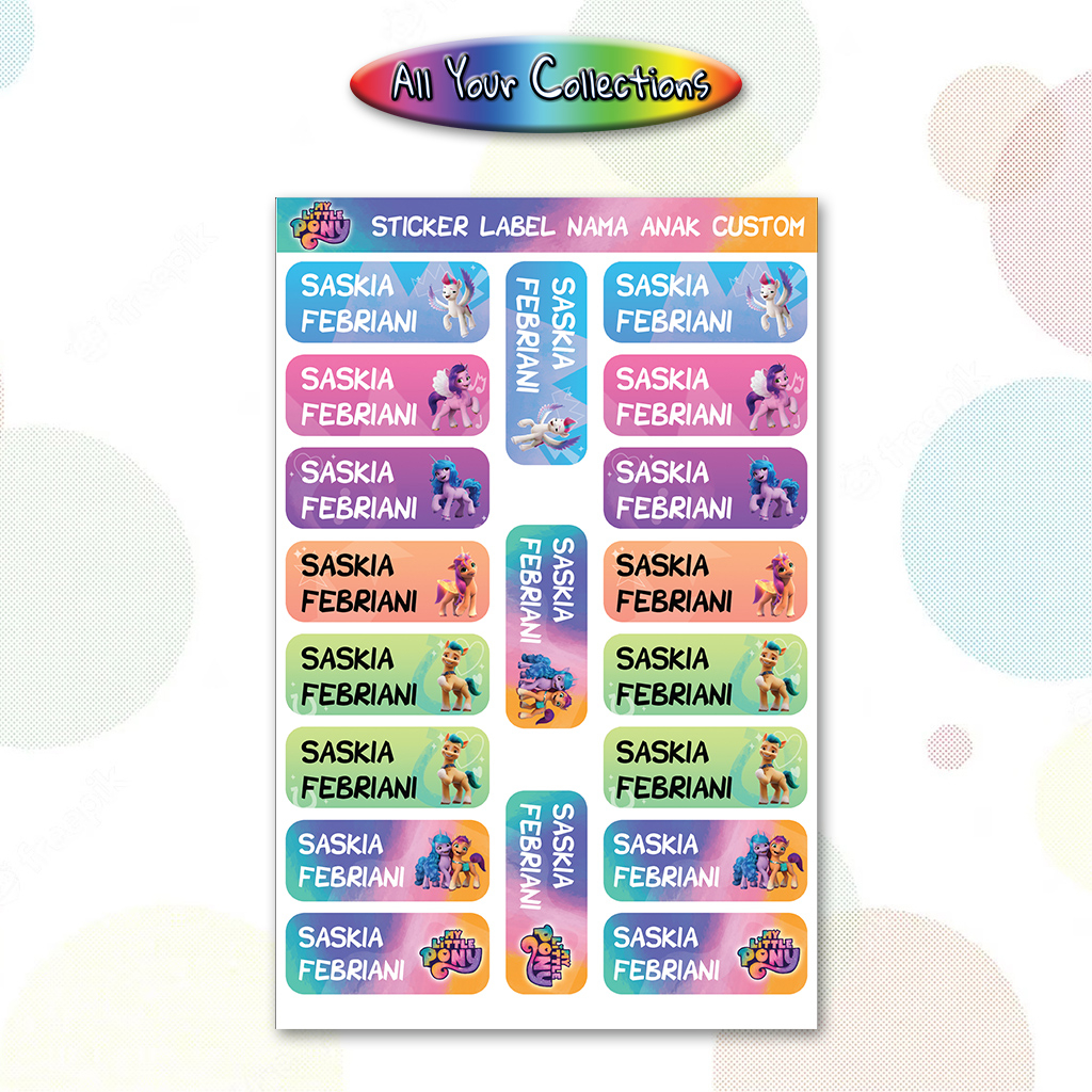 

STICKER CUSTOM LABEL NAMA ANAK LITTLE PONY STIKER CUTTING