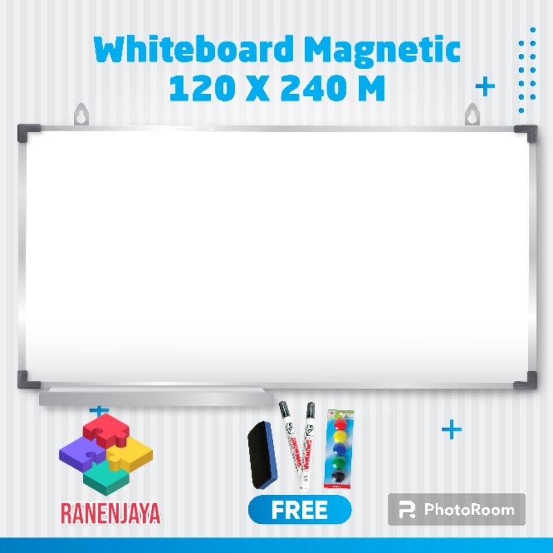 

whiteboard/papan tulis magnetic merk RanenJaya uk 120x240 cm