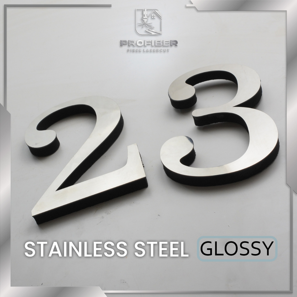 Huruf Stainless GLOSSY 1 Dimensi Spon Custom