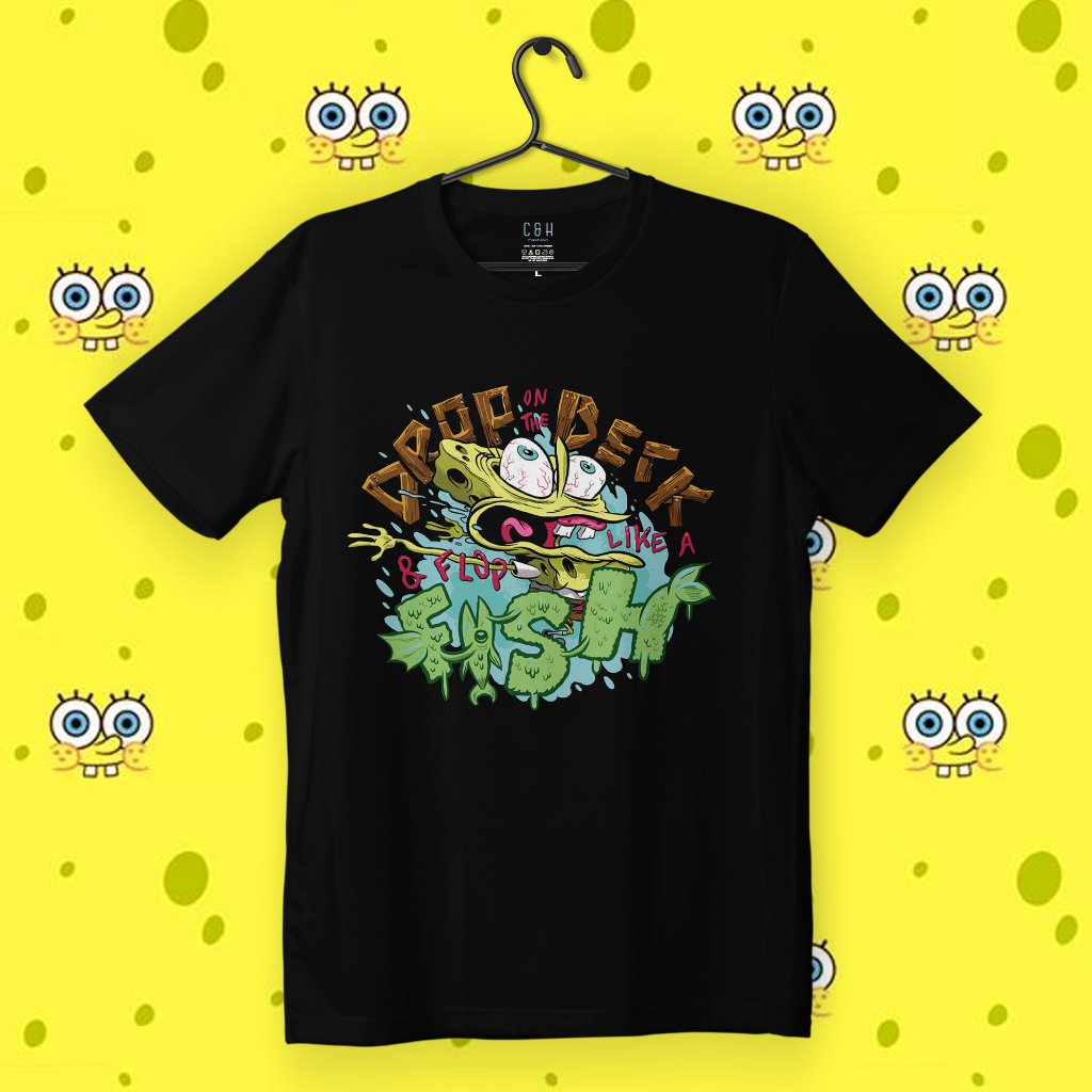 KAOS KARTUN SPONGEBOB | KAOS DISTRO PRIA WANITA ORI BY C&H | CHSPB 04