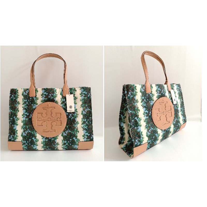 New TB Ella Printed tote rayure fleurie