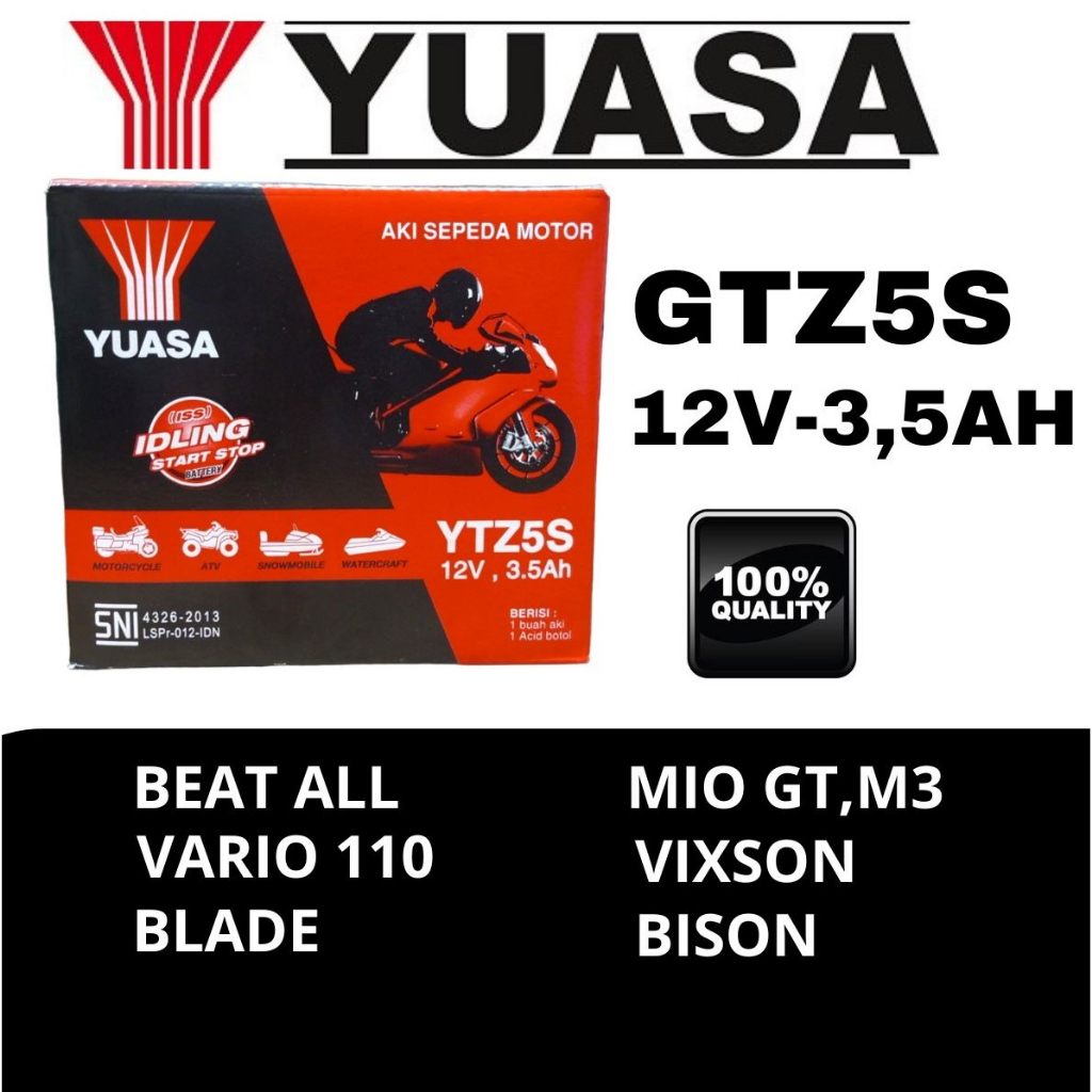 Aki Motor YUASA ORI GTZ5S,aki.motor,Beat,Vario.AKI,kering.Mentenance,Free