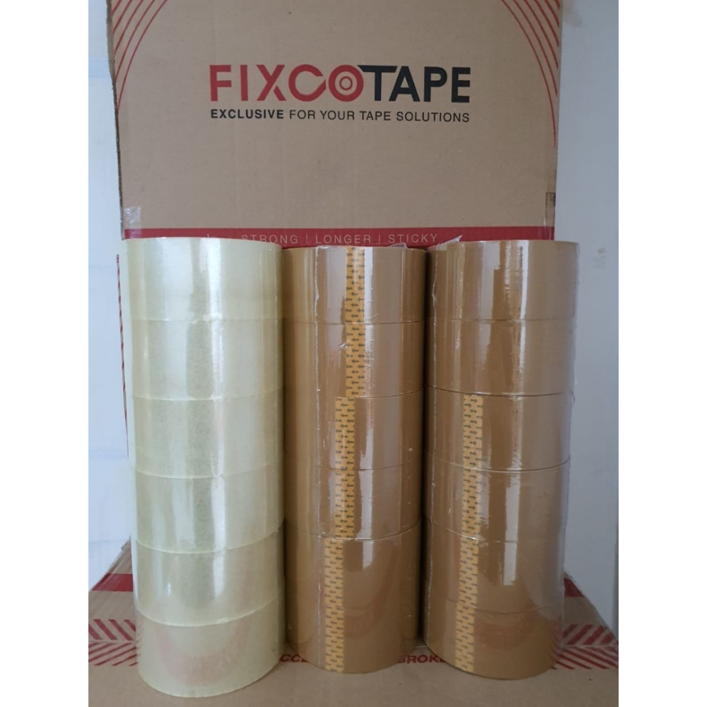 

Lakban 2 INCH Bening - Cokelat 48 mm x 90 Yard FixcoTape Satuan / ROL