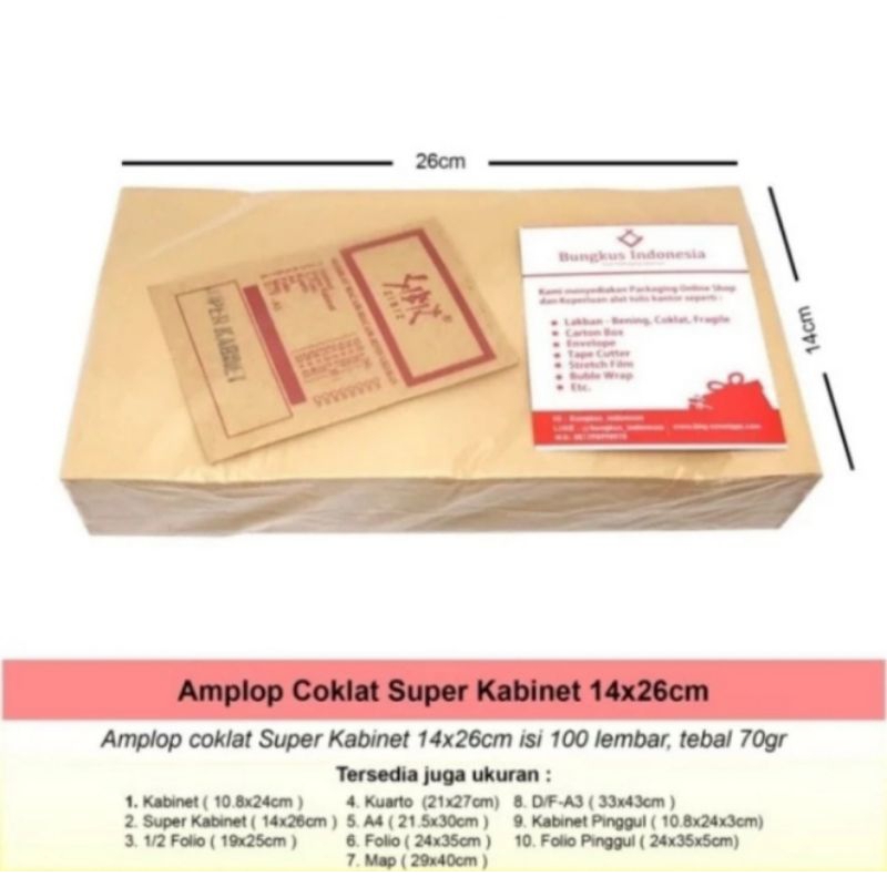 

Amplop coklat Super kabinet Garan 100pcs