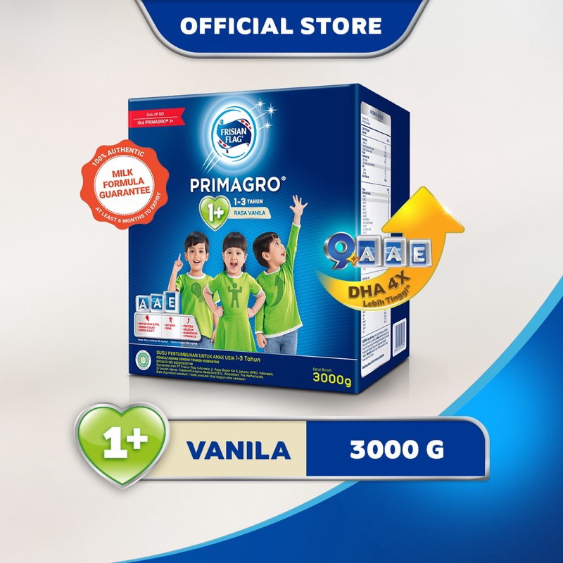 

Frisian Flag Primagro 1+ Vanilla 3000 gr (1-3 tahun) Susu Formula Pertumbuhan Anak