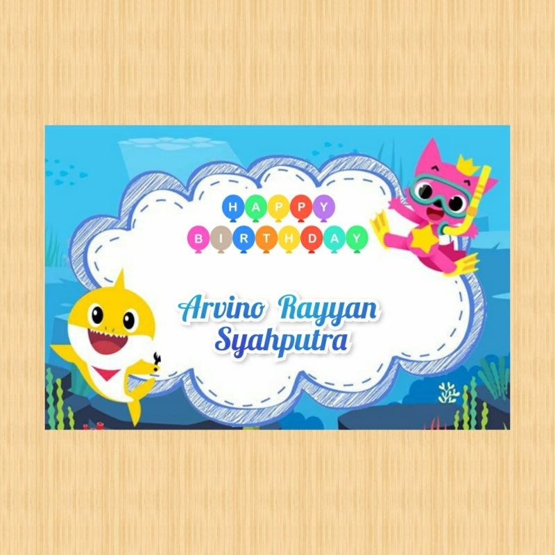 Spanduk BABY SHARK banner BABY SHARK spanduk banner ultah anak background BABY SHARK custom backdrop